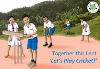 Mission Together cartoon, children playing cricket in Sri Lanka