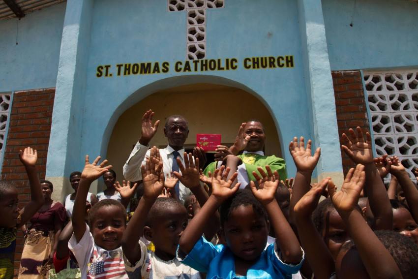 children, Malawi, Fr Henry, St Thomas Catholic Church, Red Box