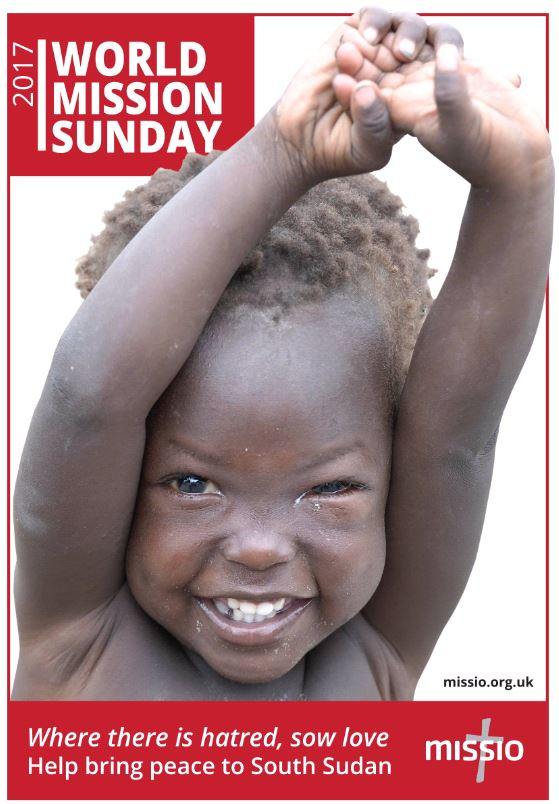 Child, South Sudan, World Mission Sunday poster 2017
