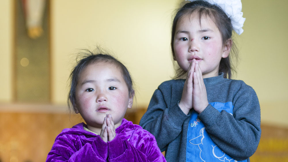 Two little girls from the Church in Mongolia