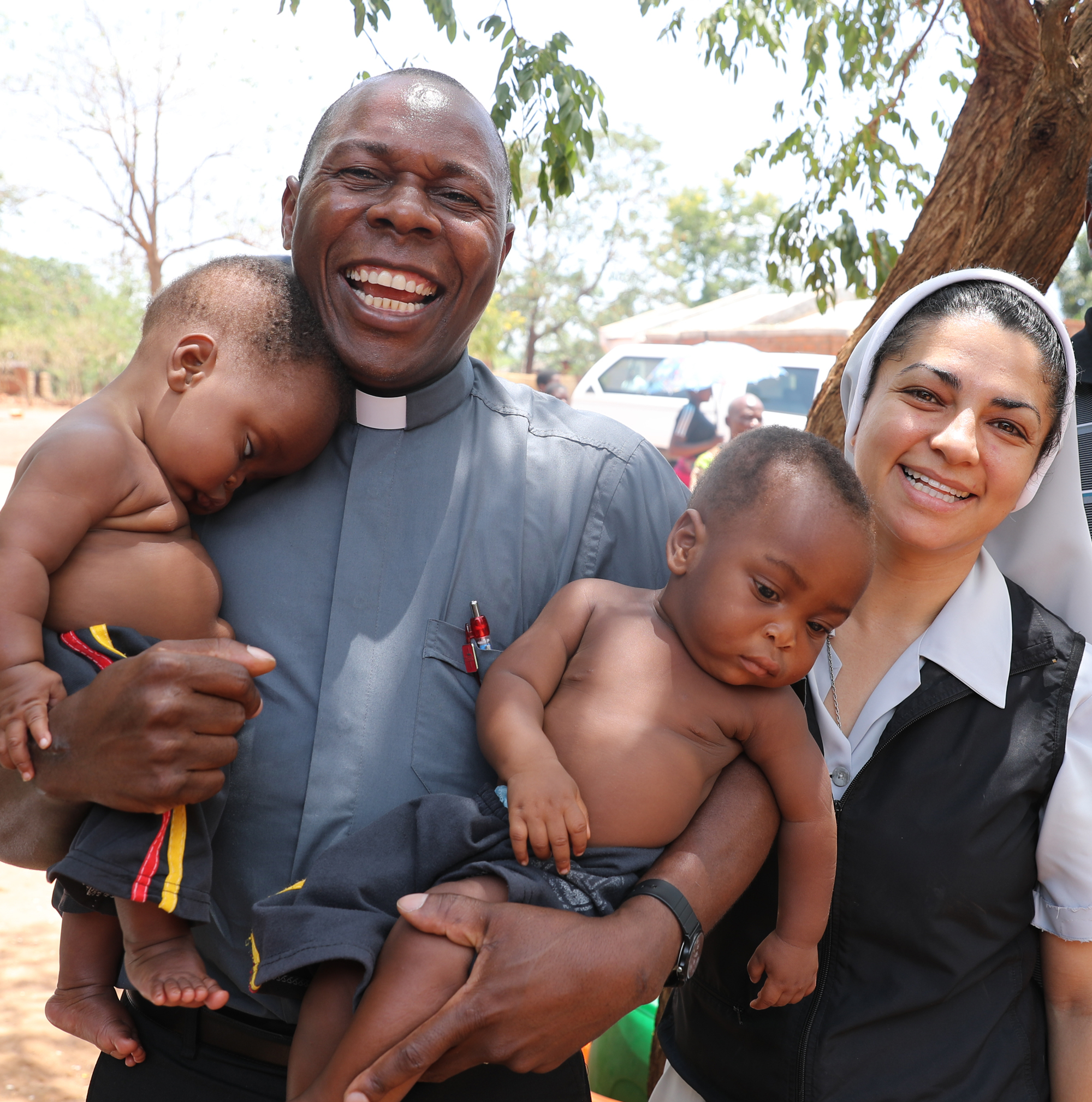 Fr Vincent, the National Director of Missio in Malawi with Sr Nilceia, at Lisanjala Health Clinic in Malawi