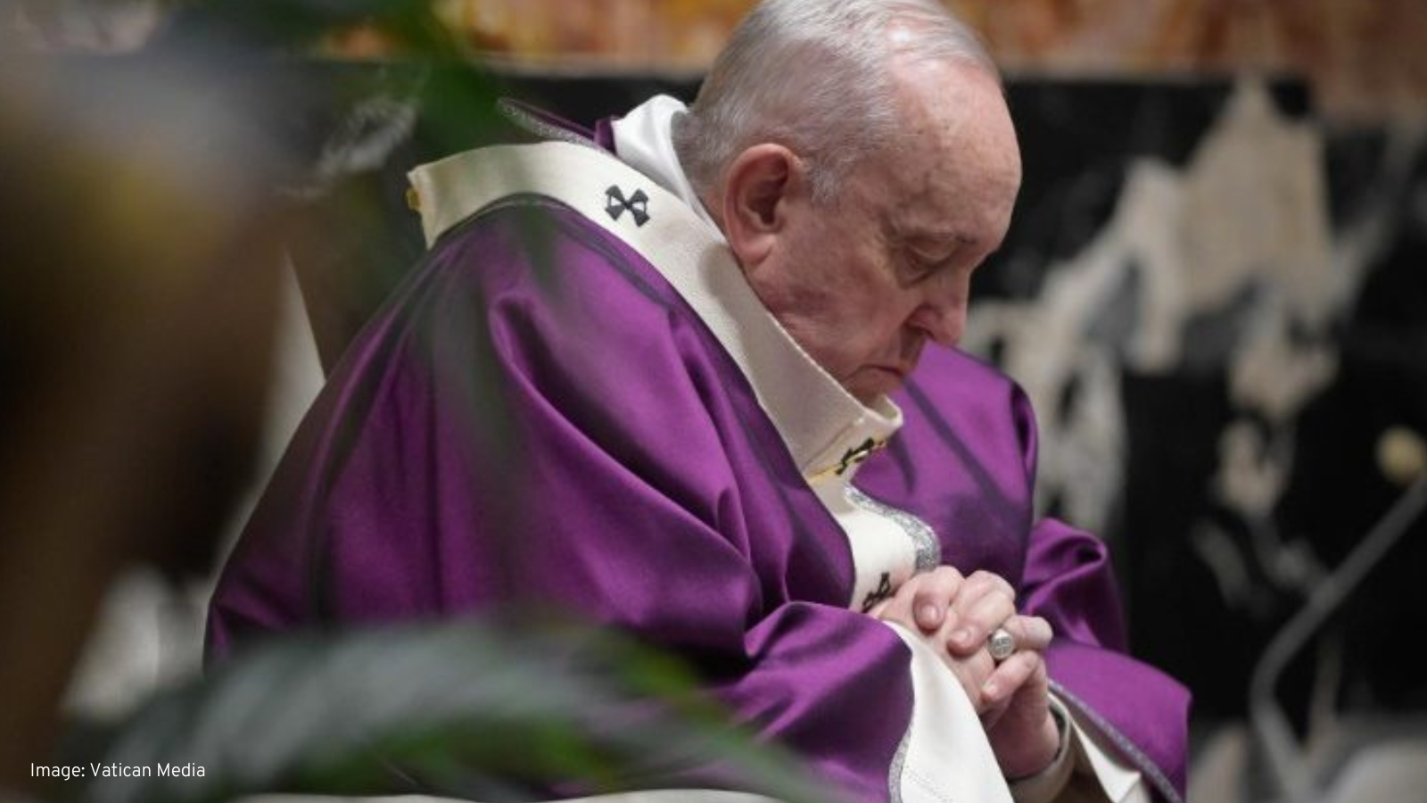 Pope Francis at prayer, Ash Wednesday Service