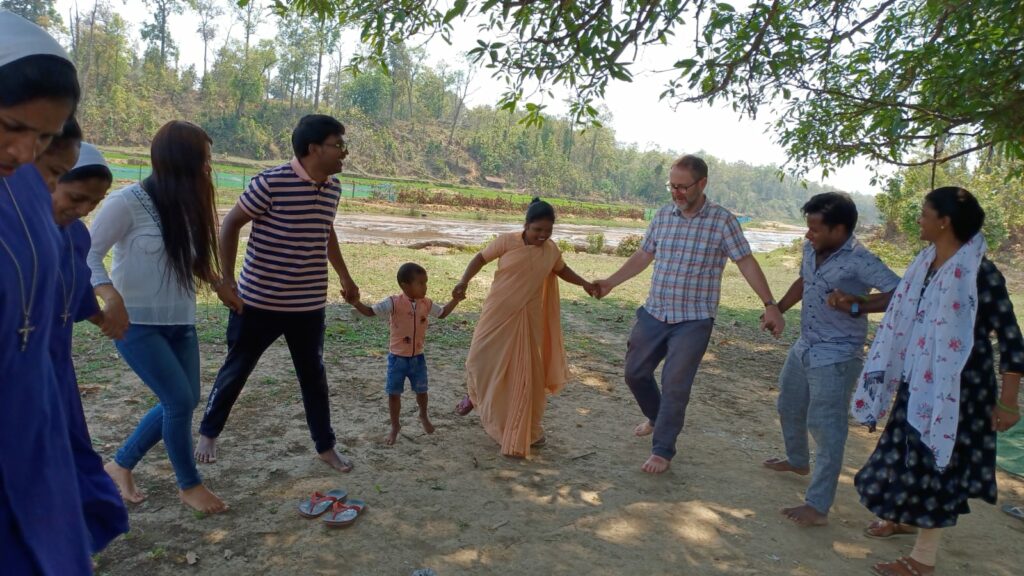 Some joyful dancing with members of the community