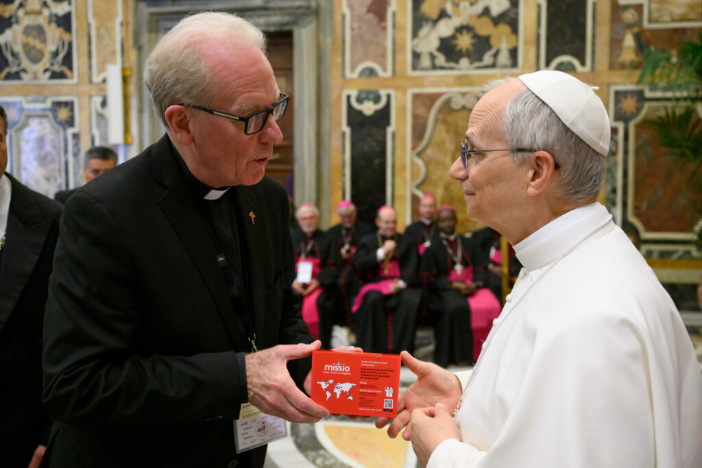 Pope Leo with Fr Anthony Chantry and the Red Box