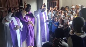 Mill Hill Missionaries with a community in DRC
